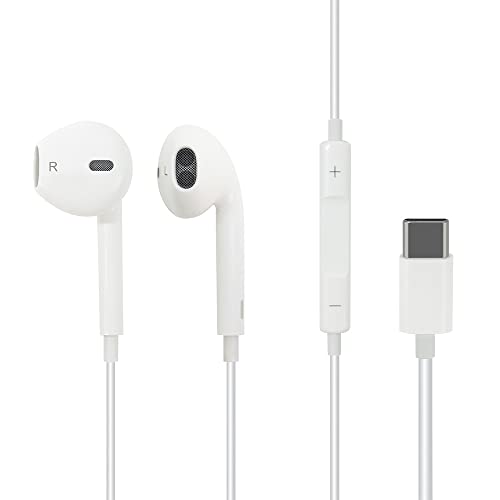 Waytex 65561 Ergonomische In-Ear-USB-C-Ohrhörer mit Lautstärkeregler und integriertem Mikrofon, Hi-Fi-Stereo-Audioqualität, weiße Farbe von Waytex