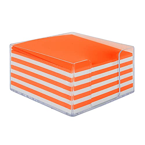 Waytex 931085 Notizblock, Weiß, Neonorange, 350 Notizen, 9 x 9 cm, mit Plexiglasständer, transparent von Waytex