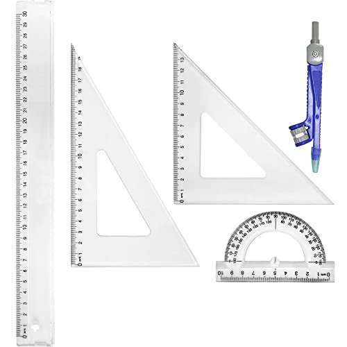 Waytex 931241 Set 5 Pieces Regle/2 equerres/Berichterstatter/Zirkel von Waytex