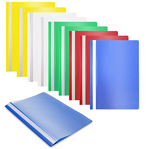 Waytex 931340 Fächermappe A4, 10 Stück, aus Polypropylen, transparenter Einband, 5 verschiedene Farben, Blau, Rot, Grün, Weiß, Gelb von Waytex