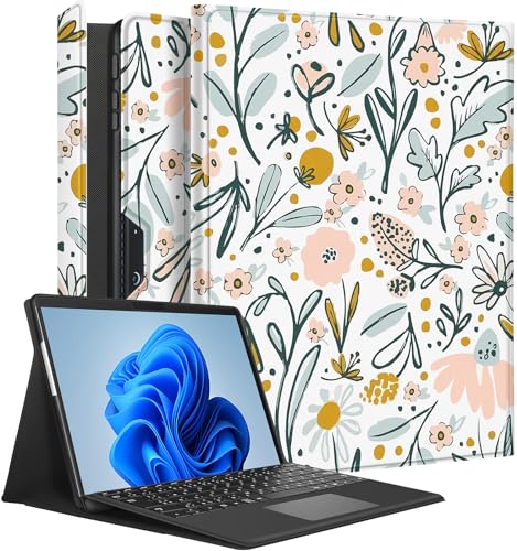 Wazzasoft Schutzhülle für Microsoft Surface Pro 9, 33 cm (13 Zoll), 2022 für Damen, niedliches Mädchen, Folio-Hülle, Mädchen-Blumen-Schutz, kompatibel mit Typ-Cover-Tastatur für Windows Surface Pro 9, von Wazzasoft