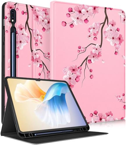 Wazzasoft Schutzhülle für Samsung Galaxy Tab S8/S9 Ultra 14,6 Zoll 2022/2023 – Folio-Hülle mit Stifthalter – niedliches mädchenhaftes Blumenmuster, Kawaii, hübsche Tablet-Hüllen von Wazzasoft