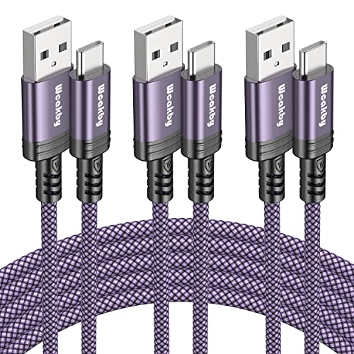 USB Typ C Kabel, [3Pack1M 1M 2M] Typ C Ladekabel, USB C Schnellladekabel für Samsung Galaxy S23 S22 S21 S20 S10 S9 S8 Plus,Note 20/10/9/8,M31 M30s M20,A72 A71 A70 A52 A51 A50,Huawei P60/50/40/30 von Wcakby