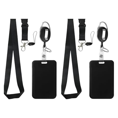 Wdbild Kartenhalter, 2er-Set Schiebe-Ausweishalter mit einziehbarem Ausweishalter, Karabinerhaken und abnehmbarem Lanyard-Gurt, vertikaler Kartenschutz Wdbild Kartenhalter, 2er-Set Schiebe-Ausweishalter mit einziehbarem Ausweishalter, Karabinerhaken und abnehmbarem Lanyard-Gurt, vertikaler Kartenschutz von Wdbild