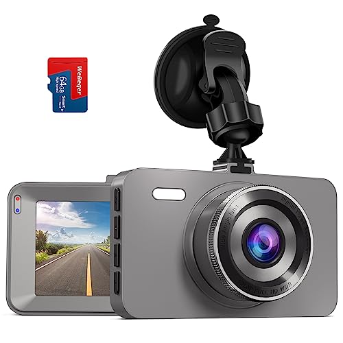 WeBeqer Dashcam Auto Vorne mit 64G SD Karte,3'' IPS Bildschirm Auto Kamera,176° Weitwinkel Dash Cam,1080P FHD Autokamera mit IR Nachtsicht,Loop-Aufnahm,Parküberwachung,G-Sensor, Bewegungserkennung,WDR von WeBeqer
