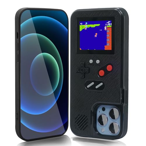 WeLohas Gameboy-Hülle für iPhone 15 Pro Max Only, Retro 168 Klassische Handheld-Spiele, Farb-Video-Display-Spielehülle für iPhone, Kratzfeste, stoßfeste Handyhülle für iPhone (Schwarz) von WeLohas