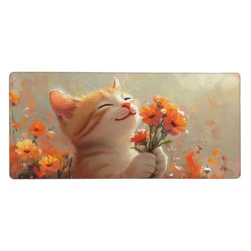 Orange Farbe Mousepad XL 900x400mm/90x40cm Groß Gaming Mauspad Orange Katze, Schreibtischunterlage Mit Anti-Rutsch Basis, Tischunterlage Large Size, Gaming Office Zubehör, Geschenke für Männer-z68 Orange Farbe Mousepad XL 900x400mm/90x40cm Groß Gaming Mauspad Orange Katze, Schreibtischunterlage Mit Anti-Rutsch Basis, Tischunterlage Large Size, Gaming Office Zubehör, Geschenke für Männer-z68 von Weaejoan
