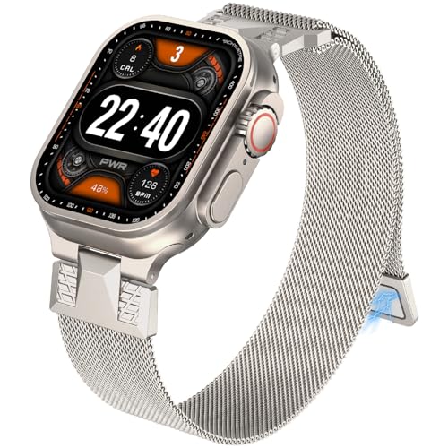 Wealizer Kompatibel mit Apple Watch Ultra 2 Armband 49mm 45mm 44mm 42mm, Metall Edelstahl Ersatzarmbänder für iWatch Ultra Series 9 8 7 6 SE 5 4 3 2 1, Titan Polarstern von Wearlizer