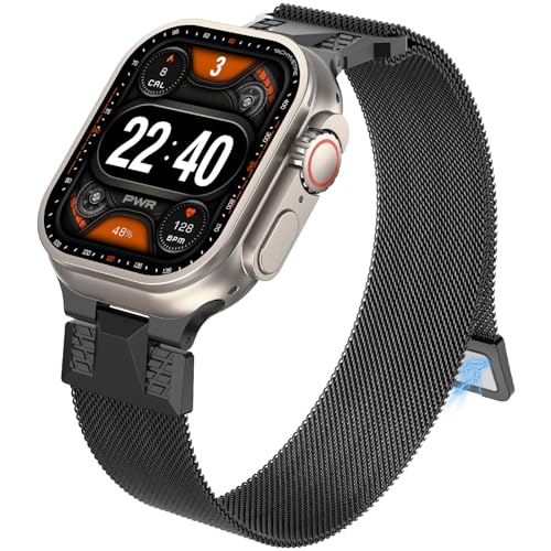 Wealizer Kompatibel mit Apple Watch Ultra 2 Armband 49mm 45mm 44mm 42mm, Metall Edelstahl Ersatzarmbänder für iWatch Ultra Series 9 8 7 6 SE 5 4 3 2 1, Titan Schwarz von Wearlizer