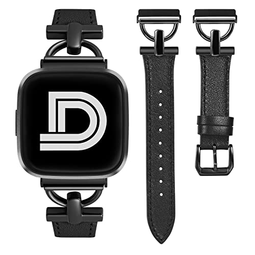 Wearlizer Armband Kompatibel Mit Fitbit Versa 2 - Leder Armbänder für Damen, Dressy Slim Lederband Mit D-Form Metallschließe für Versa/Versa Lite/SE Smart Watch von Wearlizer