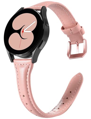 Wearlizer Armband Kompatibel mit Samsung Galaxy Watch 6/7/4/5 40mm 44mm, 20mm Leder Ersatzarmband für Watch 6 Classic/Watch 5 Pro/Watch 4 Classic/Watch Active 2/Galaxy Watch 3 41mm, Rosarot/Rosegold von Wearlizer
