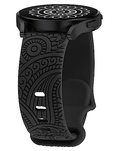 Wearlizer Floral Gravierte Armband Kompatibel mit Samsung Galaxy Watch 6/5/4 40mm 44mm Damen, 20mm Weich Silikon Sport Ersatzarmband für Watch 5 Pro 45mm/Watch 4 Classic/Active 2/Watch 3 41mm von Wearlizer