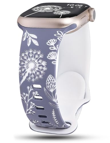 Wearlizer Floral Gravierte Kompatibel mit Apple Watch Ultra Armband 44mm 45mm 49mm 46mm 42mm Damen, Silikon Sportarmband für iWatch Strap Serie 10 9 8 7 6 5 4 3 2 1 SE Wearlizer Floral Gravierte Kompatibel mit Apple Watch Ultra Armband 44mm 45mm 49mm 46mm 42mm Damen, Silikon Sportarmband für iWatch Strap Serie 10 9 8 7 6 5 4 3 2 1 SE von Wearlizer