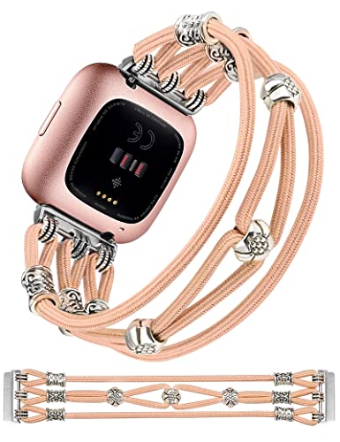Wearlizer Kompatibel mit Fitbit Versa 2 Armbänder, Versa Lite für Damen, Nylon Solo Loop Elastisch Handgefertigt Niedlich Stilvolle Armband für Versa Smart Watch Wearlizer Kompatibel mit Fitbit Versa 2 Armbänder, Versa Lite für Damen, Nylon Solo Loop Elastisch Handgefertigt Niedlich Stilvolle Armband für Versa Smart Watch von Wearlizer