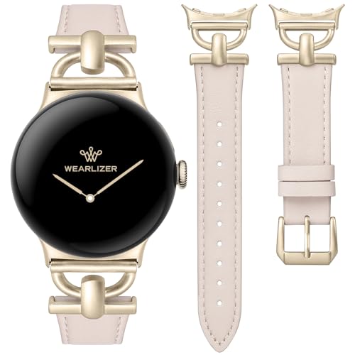 Wearlizer Lederarmband Kompatibel mit Google Pixel Watch 3 41mm/Pixel Watch 2/Google Pixel Damen, Schickes Designer Armbänder mit D-Shape Schnalle für Pixel Smartwatch 2/1, Polarstern/Champagner Gold Wearlizer Lederarmband Kompatibel mit Google Pixel Watch 3 41mm/Pixel Watch 2/Google Pixel Damen, Schickes Designer Armbänder mit D-Shape Schnalle für Pixel Smartwatch 2/1, Polarstern/Champagner Gold von Wearlizer