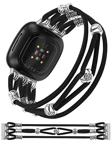 Wearlizer Perlen Armbänder Kompatibel mit Fitbit Sense/Versa 3, Versa 4/Sense 2 Armband Damen, Geflochtenes Nylon Stoff Elastische Boho Stretchy Solo Loop Cute Stylish Ersatzarmband für Versa 3 Wearlizer Perlen Armbänder Kompatibel mit Fitbit Sense/Versa 3, Versa 4/Sense 2 Armband Damen, Geflochtenes Nylon Stoff Elastische Boho Stretchy Solo Loop Cute Stylish Ersatzarmband für Versa 3 von Wearlizer