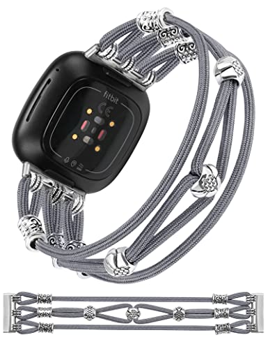 Wearlizer Perlen Armbänder Kompatibel mit Fitbit Sense/Versa 3, Versa 4/Sense 2 Armband Damen, Geflochtenes Nylon Stoff Elastische Boho Stretchy Solo Loop Cute Stylish Ersatzarmband für Versa 3 Wearlizer Perlen Armbänder Kompatibel mit Fitbit Sense/Versa 3, Versa 4/Sense 2 Armband Damen, Geflochtenes Nylon Stoff Elastische Boho Stretchy Solo Loop Cute Stylish Ersatzarmband für Versa 3 von Wearlizer