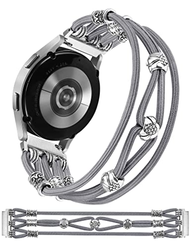 Wearlizer Perlen Armband Kompatibel mit Samsung Galaxy Watch 6/7/4/5/Active 2 40mm 44m,Galaxy Watch 3 41mm Damen, 20mm geflochtenes Nylon elastisch Boho Solo Loop-Armband, Grau,M Wearlizer Perlen Armband Kompatibel mit Samsung Galaxy Watch 6/7/4/5/Active 2 40mm 44m,Galaxy Watch 3 41mm Damen, 20mm geflochtenes Nylon elastisch Boho Solo Loop-Armband, Grau,M von Wearlizer