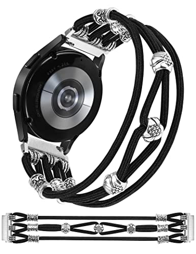 Wearlizer Perlen Armband Kompatibel mit Samsung Galaxy Watch 6/7/4/5/Active 2 40mm 44m,Galaxy Watch 3 41mm Damen, 20mm geflochtenes Nylon elastisch Boho Solo Loop-Armband, Schwarz,XS Wearlizer Perlen Armband Kompatibel mit Samsung Galaxy Watch 6/7/4/5/Active 2 40mm 44m,Galaxy Watch 3 41mm Damen, 20mm geflochtenes Nylon elastisch Boho Solo Loop-Armband, Schwarz,XS von Wearlizer