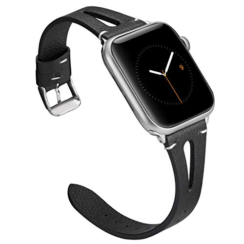 Wearlizer für Apple Watch 38mm Armband Leder, Echtleder X Band für iWatch Straps Ersatz Lederarmband 38mm 40mm für Apple Watch Series 4 3 2 1 - Schwarz Wearlizer für Apple Watch 38mm Armband Leder, Echtleder X Band für iWatch Straps Ersatz Lederarmband 38mm 40mm für Apple Watch Series 4 3 2 1 - Schwarz von Wearlizer