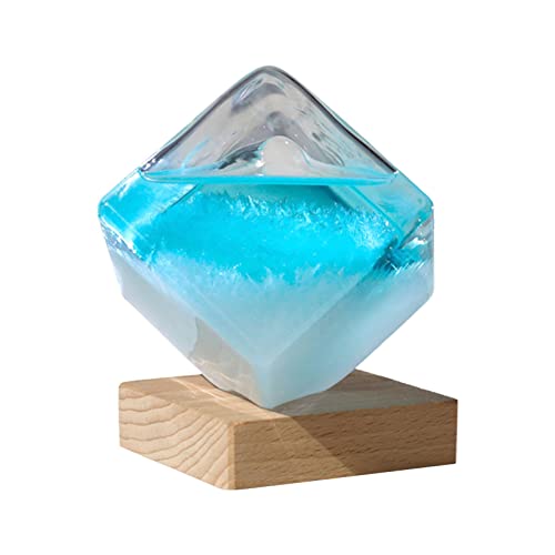 Weather Storm Glass Wetterstation - Sturmglas Zur Wettervorhersage | Sturmglas Mit Basis Aus Reinem Holz | Kreative Wetter Predictor Dekoration, Blau von Weather