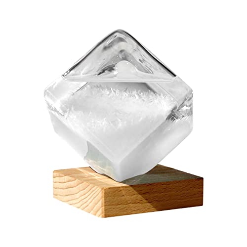 Weather Storm Glass Wetterstation - Sturmglas Zur Wettervorhersage | Sturmglas Mit Basis Aus Reinem Holz | Kreative Wetter Predictor Dekoration, Transparent von Weather