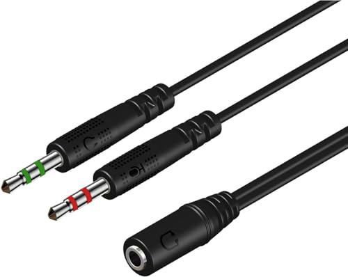 Audio Y Adapter Kopfhörer Adapter Splitter Kabel 3.5mm Buchse auf Doppel 3.5 mm Klinkenstecker Headset Mikrofon Kabel kompatibel mit Kopfhörer, PC, PS4, Gaming Headset, Laptop von Weatwo