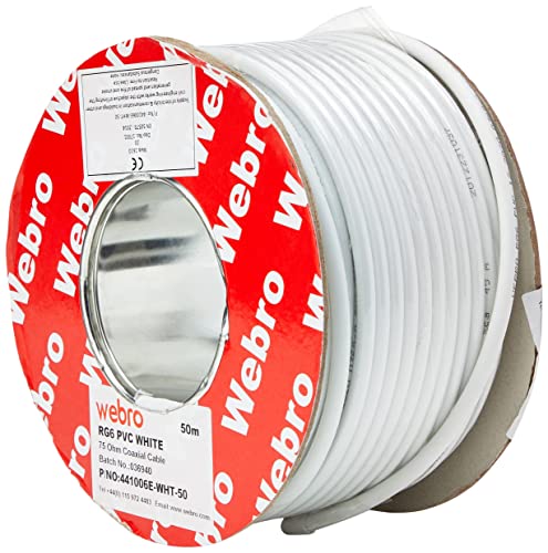 Webro RG6 Koaxialkabel, digital, für Antennen- und Satellitenanschluss, 50 m, Weiß von Webro
