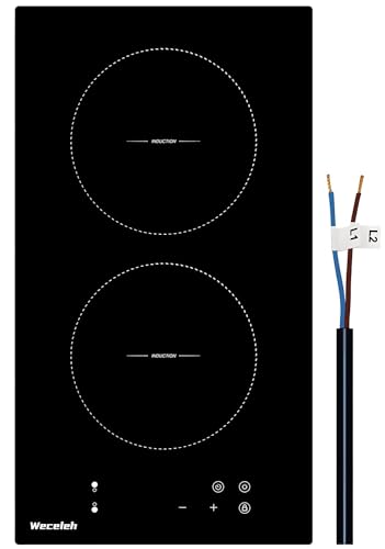 Weceleh Induktionskochfeld 2 Platten Einbau, Autarkes Induktionskochfeld Kochfeld Induktion Herdplatte Induktionsherd Induction Stove Iduktionsherdfeld Induktionskochplatte 2 Zonen, 3500W, 28 cm von Weceleh
