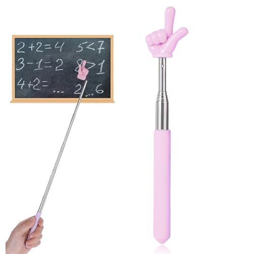WeddHuis 1 Stück Ausziehbar Zeigestab Teleskop Lehrer Zeiger Versenkbare Klassenzimmer Zeiger Edelstahl Hand Zeiger für Präsentationen (Rosa) von WeddHuis