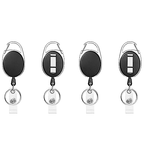 WeddHuis 4 Stück Schlüsselanhänger Retractable Badge Reel mit Karabiner und Gürtelclip, ausziehbares Schlüsselband für ID Badge, Kartenhalter und Schlüsselkarten von WeddHuis