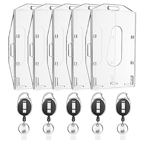 WeddHuis 5 Stück Schlüsselband Ausziehbar, Einziehbarer Schlüsselanhänger mit Ausweishülle Ausweishalter, Karabiner, Ausweis jojo Badge Reel, Retractable Schlüsselrolle, Kartenhalter Ausweis Clip von WeddHuis