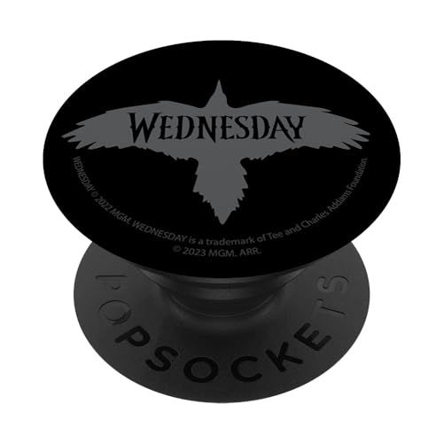 Wednesday Series Wings Spread Raven Text Logo PopSockets mit austauschbarem PopGrip von Wednesday