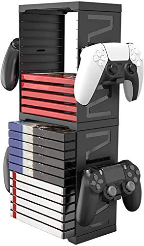 PS5 Game Disc Box Storage Rack, Doppelschicht PS5 Disk Handle MultifunktionsSpeicher Tower kann 24 Game Discs, 4 Controller, 2 Headsets und andere, für PS5 PS4 XBOX NS Speicher-Rack speichern von Wedorat