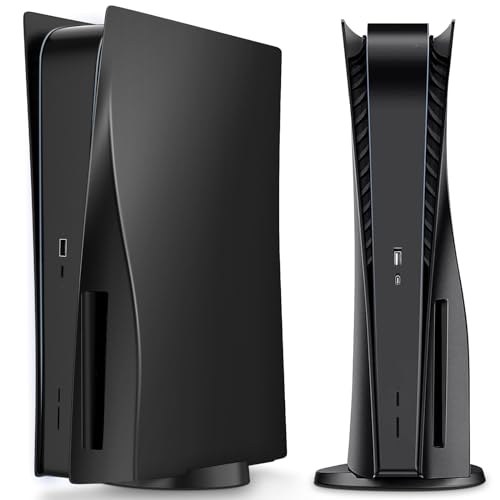 Schwarze PS5-Frontplatte, maßgeschneiderte PS5-Platte für Disc Playstation 5 Konsole, Hartschale, Ersatzabdeckplatten, mattschwarze Seitenplatte für Playstation 5 von Wedorat