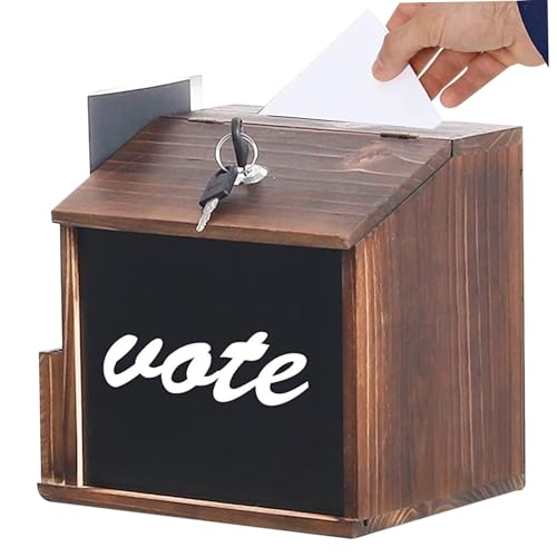 Vorschlagbox, Vorschlagbox mit Schlitz und Sperrspendenbox Vintage -Wahlkasten mit Blackboard -Wandmontage. von Weduspaty