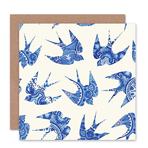 Wee Blue Coo China Muster Design Schwalben Vögel Geburtstagskarte Grußkarte Wee Blue Coo China Muster Design Schwalben Vögel Geburtstagskarte Grußkarte von Wee Blue Coo