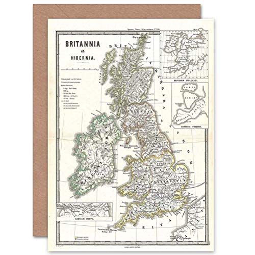 Wee Blue Coo 1865 SPRUNER MAP BRITISH ISLES ENGLAND SCOTLAND IRELAND GREETINGS CARD von Wee Blue Coo