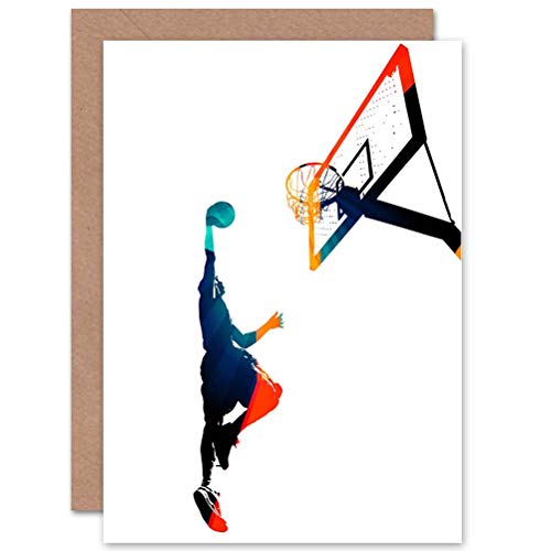 Wee Blue Coo Basketball Slam Dunk Korb Kinder Erwachsene Geburtstagskarte von Wee Blue Coo