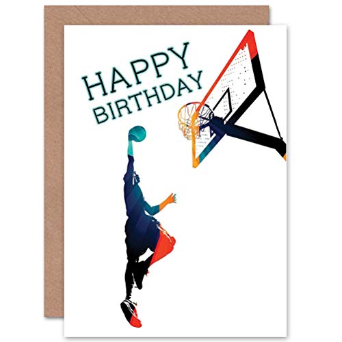 Wee Blue Coo Basketball Birthday - Slam Dunk Sealed Greeting Card Plus Envelope Blank inside von Wee Blue Coo