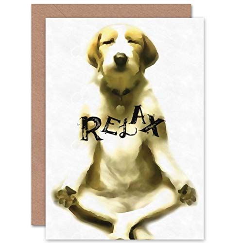 Wee Blue Coo Birthday Dog Meditate Yoga Relax Funny Art Gift Sealed Greeting Card Plus Envelope Blank inside Lustig Geschenk von Wee Blue Coo