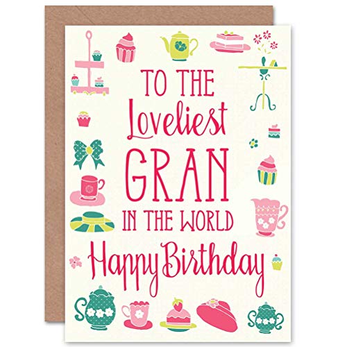 Wee Blue Coo Birthday Happy Grandmother Gran Loveliest World Gift Sealed Greeting Card Plus Envelope Blank inside glücklich Liebe Welt Geschenk von Wee Blue Coo