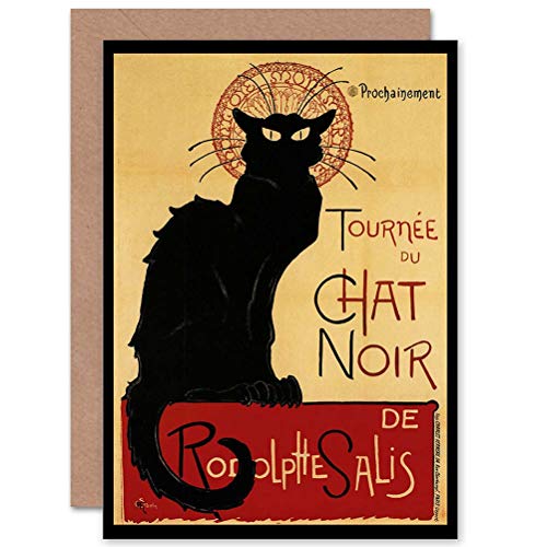 Wee Blue Coo Black Cat Chat Noir Rodolphe Paris France Birthday Sealed Greeting Card Plus Envelope Blank inside Frankreich von Wee Blue Coo