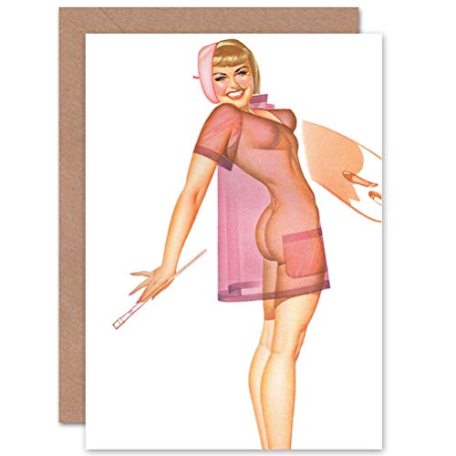 Wee Blue Coo CARD GREETING FIFTIES PIN UP GIRL PAINTING LINGERIE ADULT GIFT von Wee Blue Coo