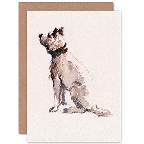 Wee Blue Coo CARD GREETING GIFT PAINTING ANIMAL STUDY DE WINT TERRIER SITTING FACING LEFT von Wee Blue Coo