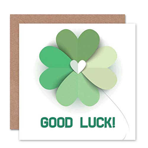 Wee Blue Coo CARD GREETING GOOD LUCK FOUR LEAF CLOVER von Wee Blue Coo