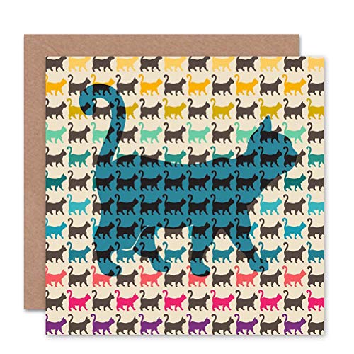 Wee Blue Coo Cats Coloured Pattern Birthday Art Sealed Greeting Card Plus Envelope Blank inside Farbe Muster von Wee Blue Coo