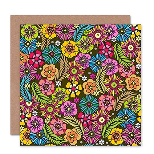 Wee Blue Coo FLORAL FLOWER PATTERN POWER COLOURFUL BLANK GREETINGS BIRTHDAY CARD ART von Wee Blue Coo