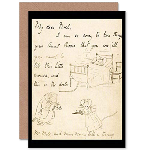 Wee Blue Coo Grußkarte mit Hlem Beatrix Potter Sketch Badger Maus Kunst von Wee Blue Coo