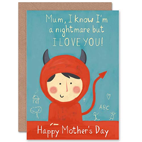 Wee Blue Coo I Am A Nightmare, But I Love You! Little Devil - Mothers Day Sealed Greeting Card Plus Envelope Blank inside Nacht Liebe Wenig von Wee Blue Coo